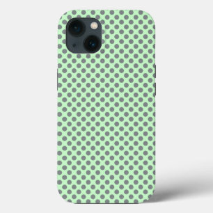 Funda Para iPhone 13 Green de la menta con puntos de polka gris de Shir