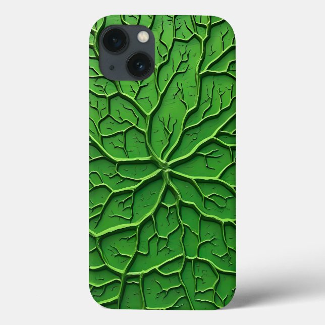 Funda De Case-Mate Para iPhone Green Embossed Tree Texture iPhone Case (Reverso)