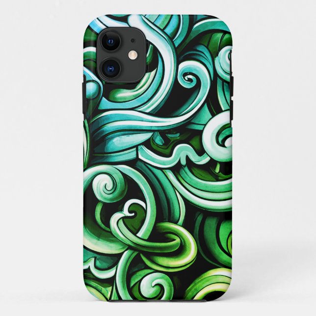 Funda De Case-Mate Para iPhone Green Energy Swirls (Reverso)