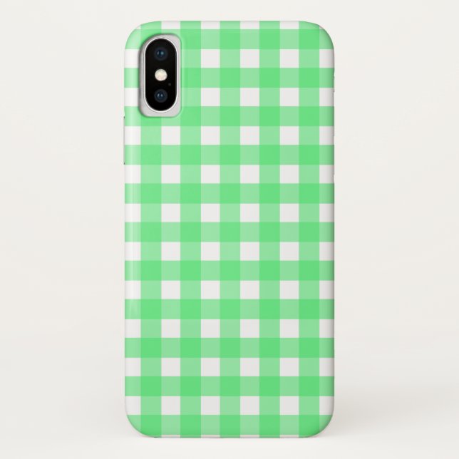 Funda De Case-Mate Para iPhone Green gingham (Reverso)