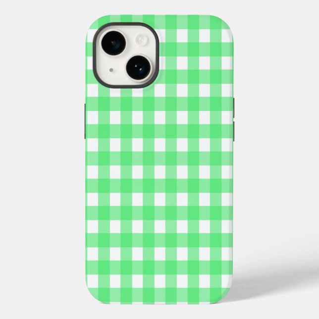 Funda De Case-Mate Para iPhone Green gingham (Reverso )