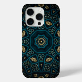 Funda Para iPhone 15 Pro Green Gold Boho Rosette Mandala