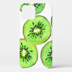 Funda Para iPhone 12 Green Kiwi Fruth Watercolor Set