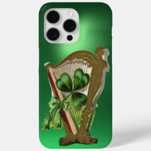 Funda Para iPhone 15 Pro Max GREEN SHAMROCK HARP St Patrick Day