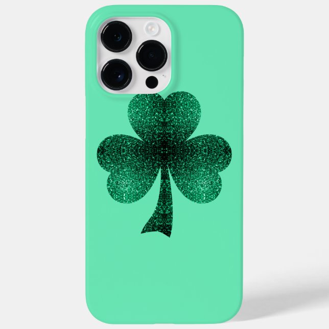 Funda De Case-Mate Para iPhone Green Sparkles Shamrock St. Patrick' Day turquesa (Reverso)