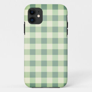 Funda Para iPhone 11 Green & White Plaid Gingham Bonito