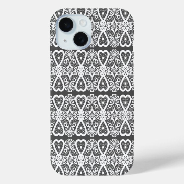 Funda De Case-Mate Para iPhone Grey and white lace pattern (Reverso )