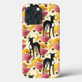 Funda Para iPhone 13 Pro Greyhounds italiano o Whippets with Flowers