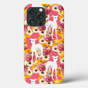 Funda Para iPhone 13 Pro Greyhounds italiano o Whippets with Flowers Funda-