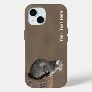 Funda Para iPhone 15 Gris ahumado gato de tabulación