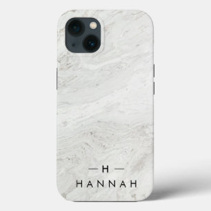 Funda Para iPhone 13 Gris blanco monograma Elegante Minimalista de or