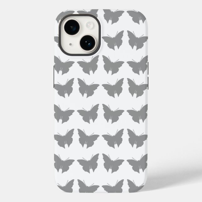 Funda De Case-Mate Para iPhone Gris Bold Mod Butterflies (Reverso )