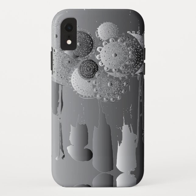 Funda De Case-Mate Para iPhone Gris Metalizado floral Steampunk (Reverso)