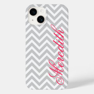 Funda Para iPhone 14 De Case-Mate Gris Moderno Chevron Stripes Personalizado Monogra