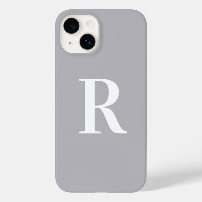 Funda De Case-Mate Para iPhone Gris moderno mínimo monograma (Reverso )