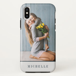 Funda Para iPhone XS Gris   Monograma fotográfico vertical personalizad