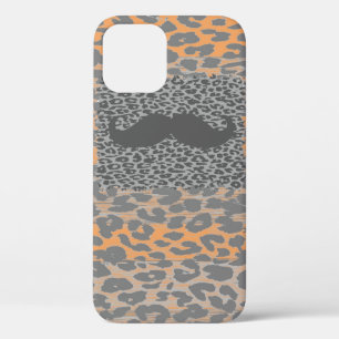 Funda Para iPhone 12 Pro Gris Mustache y Leopardo Print