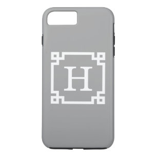 Funda Para iPhone 8 Plus/7 Plus Gris oscuro cuyo marco de clave griega #2 monogram