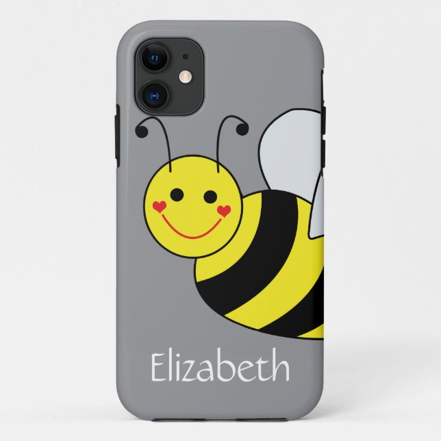 Funda De Case-Mate Para iPhone Gris personalizado de la abeja de burbujas (Reverso)