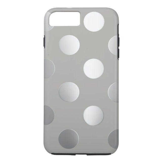 Funda De Case-Mate Para iPhone Gris, puntos de Polka Plateado (Reverso)