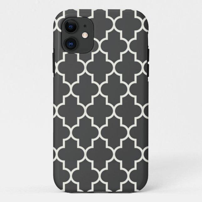 Funda De Case-Mate Para iPhone Gris Quatrefoil del grafito (Reverso)