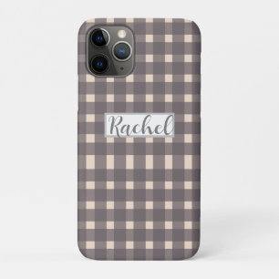 Funda Para iPhone 11 Pro Gris rosa Gingham personalizado