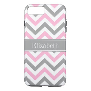 Funda Para iPhone 8 Plus/7 Plus Gris Rosa Gris Blanco LG Chevron Nombre Gris Monog