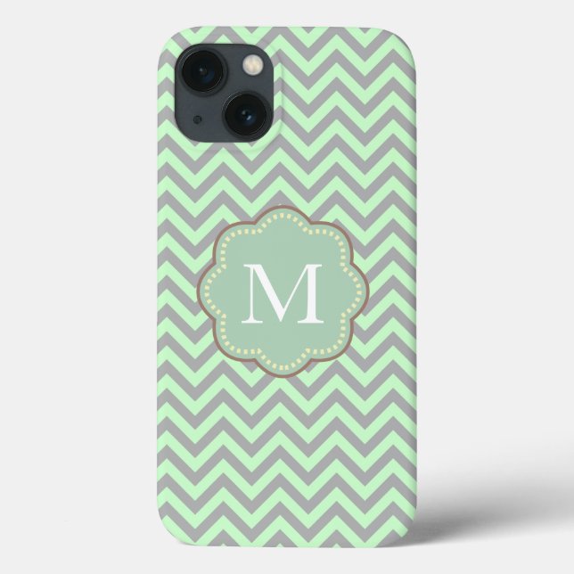 Funda De Case-Mate Para iPhone Gris y Mint Chevron (Reverso)
