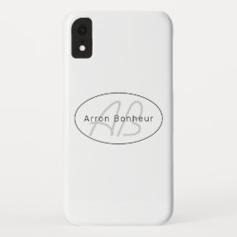Funda Para iPhone XR Gris y negro blancos modernos | Nombre de Guay y M