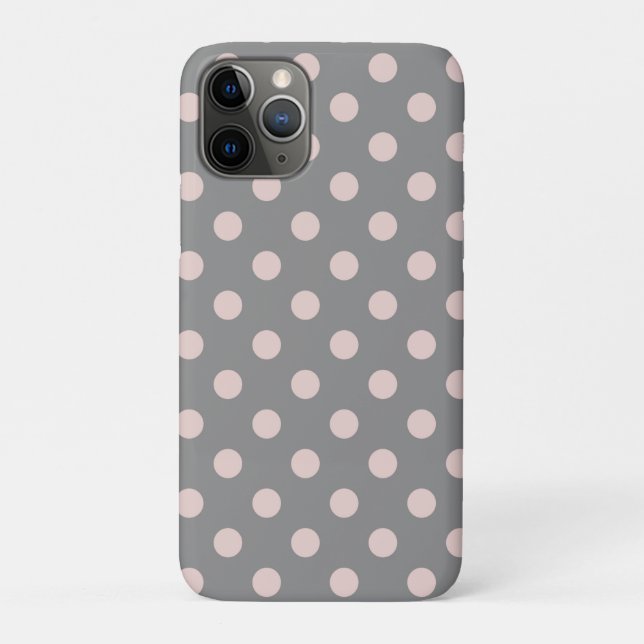 Funda De Case-Mate Para iPhone Gris y rosado con lunares modernos (Reverso)