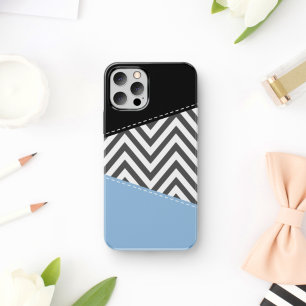Funda Para iPhone 11 Gris Zigzag, Gris Chevron, Zigzag Pattern, Azul