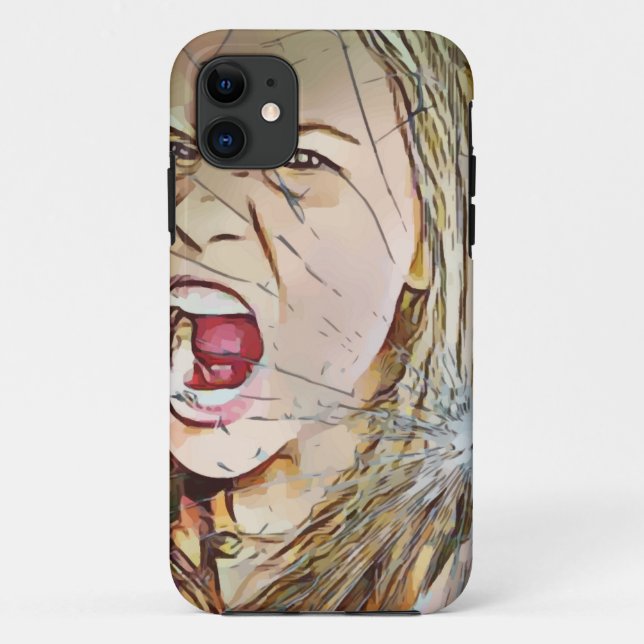 Funda De Case-Mate Para iPhone gritando, chica, chicas, chica gritando, vidrio ro (Reverso)