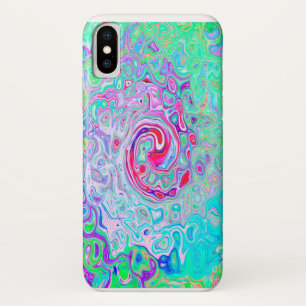 Funda Para iPhone X Groovy Abstracto Retro Remolino Rosa y Verde
