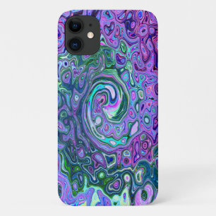 Funda Para iPhone 11 Groovy Abstracto Retro Remolino Verde y Púrpura