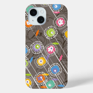 Funda Para iPhone 15 Groovy Flower Garden Colorido Arte Floral