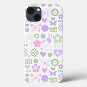 Funda Para iPhone 13 Groovy Good Vibes Y2K Butterfly Chica moderno