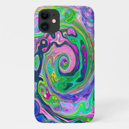 Funda Para iPhone 11 Groovy Resumen de Aqua y Navy Lava Swirl