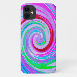Funda Para iPhone 11 Groovy Resumen de Swirl Rojo en morado y rosa