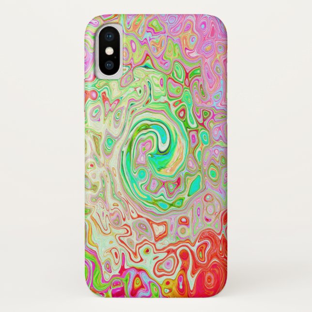 Funda De Case-Mate Para iPhone Groovy Resumen Retro Pastel Bolsa Líquida Verde (Reverso)