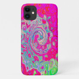 Funda Para iPhone 11 Groovy Resumen Verde azulado Azul y Rojo Swirl