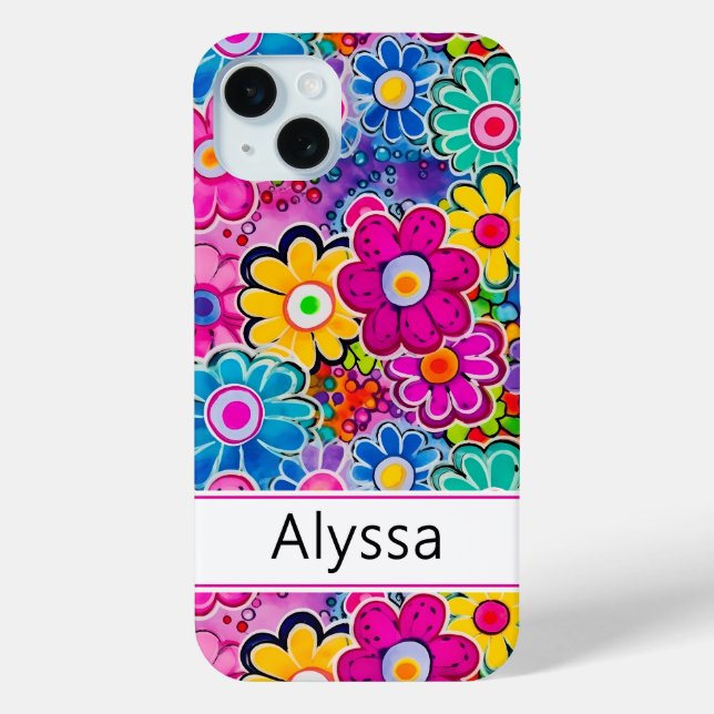 Funda De Case-Mate Para iPhone Groovy Retro Floral Personalizado (Reverso )