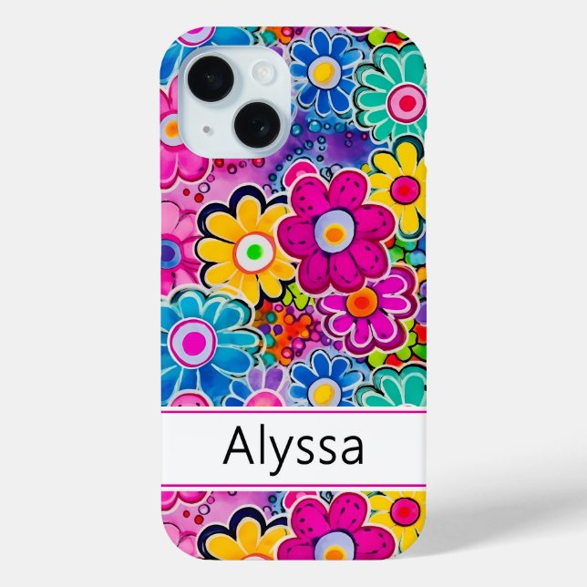 Funda De Case-Mate Para iPhone Groovy Retro Floral Personalizado (Reverso )