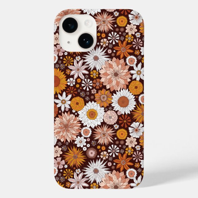 Funda De Case-Mate Para iPhone Groovy Retro Flower Garden Pattern (Reverso )