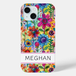 Funda Para iPhone 15 Groovy Retro Flower Power Personalized