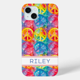 Funda Para iPhone 15 Mini Groovy Retro Hippie Peace Sign Personalized