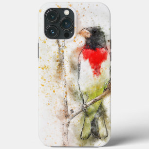 Funda Para iPhone 13 Pro Max Grosbeak con pecho Rosa (Pheucticus ludovicianus)