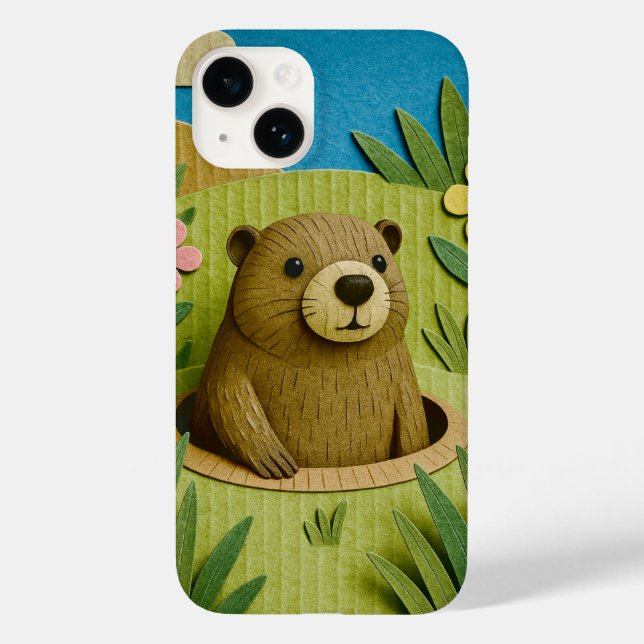 Funda De Case-Mate Para iPhone Groundhog en la madriguera, arte de cartón (Reverso )