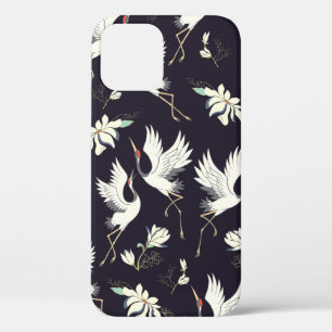 Funda Para iPhone 12 grúa, patrón, pájaro volador de ilustracion vin