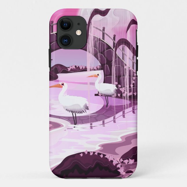 Funda De Case-Mate Para iPhone Grúas en el jardín coreano (Reverso)