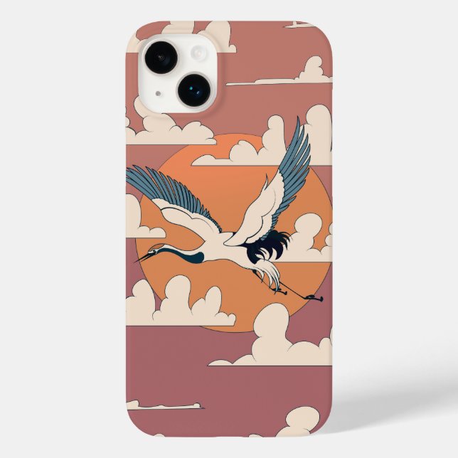 Funda De Case-Mate Para iPhone Grulla asiática en vuelo (Reverso )